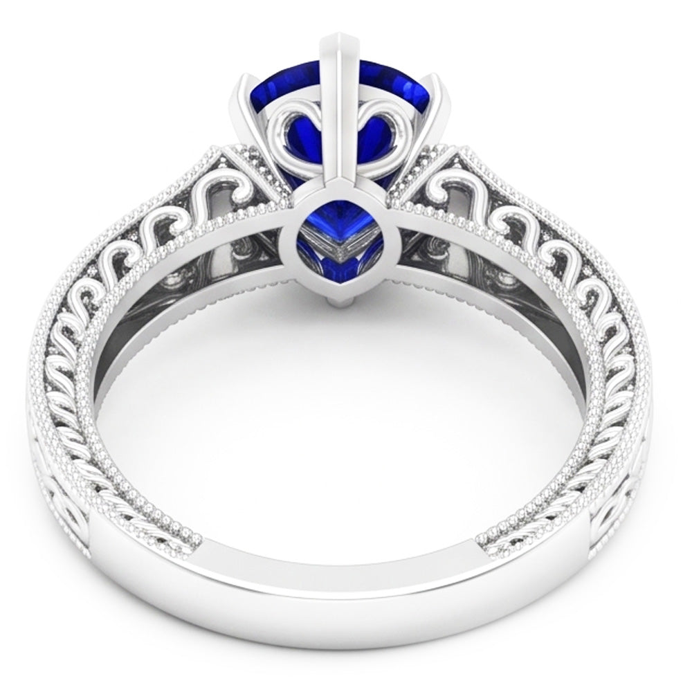 Natural Sapphire Ring 2ct - White Gold 14K