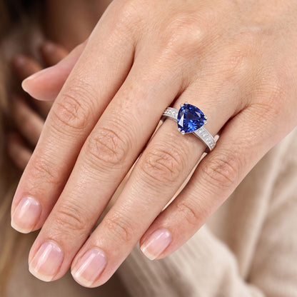 Natural Sapphire Ring 2ct - White Gold 14K