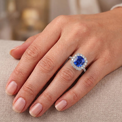 Natural Sapphire Ring 3.25ct - White Gold 14K