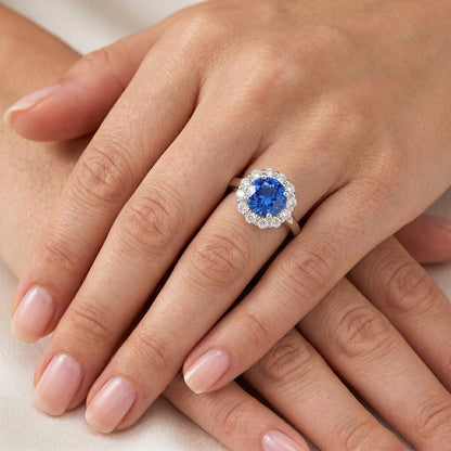 Natural Sapphire Ring 3.35ct - White Gold 14K