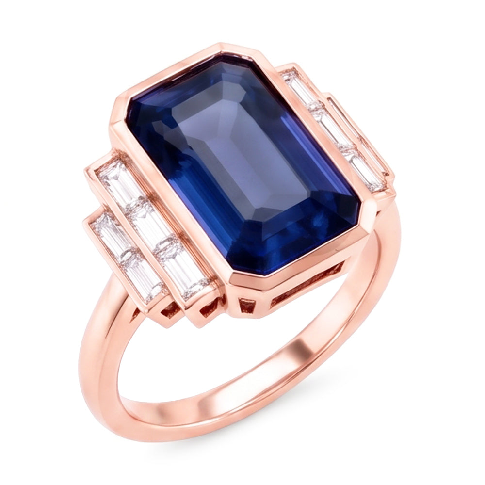 Natural Sapphire Ring 3.50ct - Rose Gold 14K