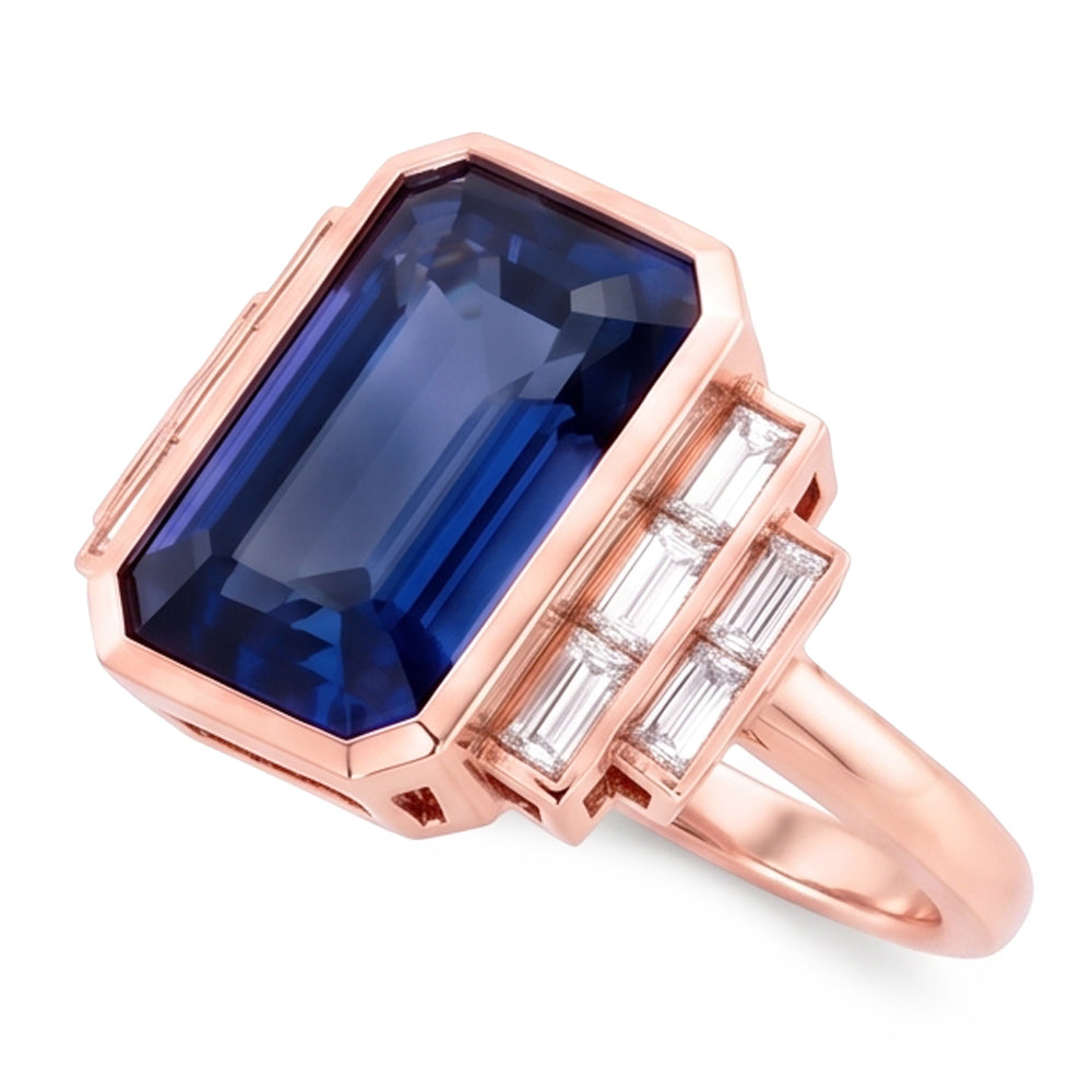 Natural Sapphire Ring 3.50ct - Rose Gold 14K