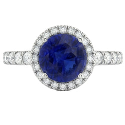 Natural Sapphire Ring 3.50ct - White Gold 14K