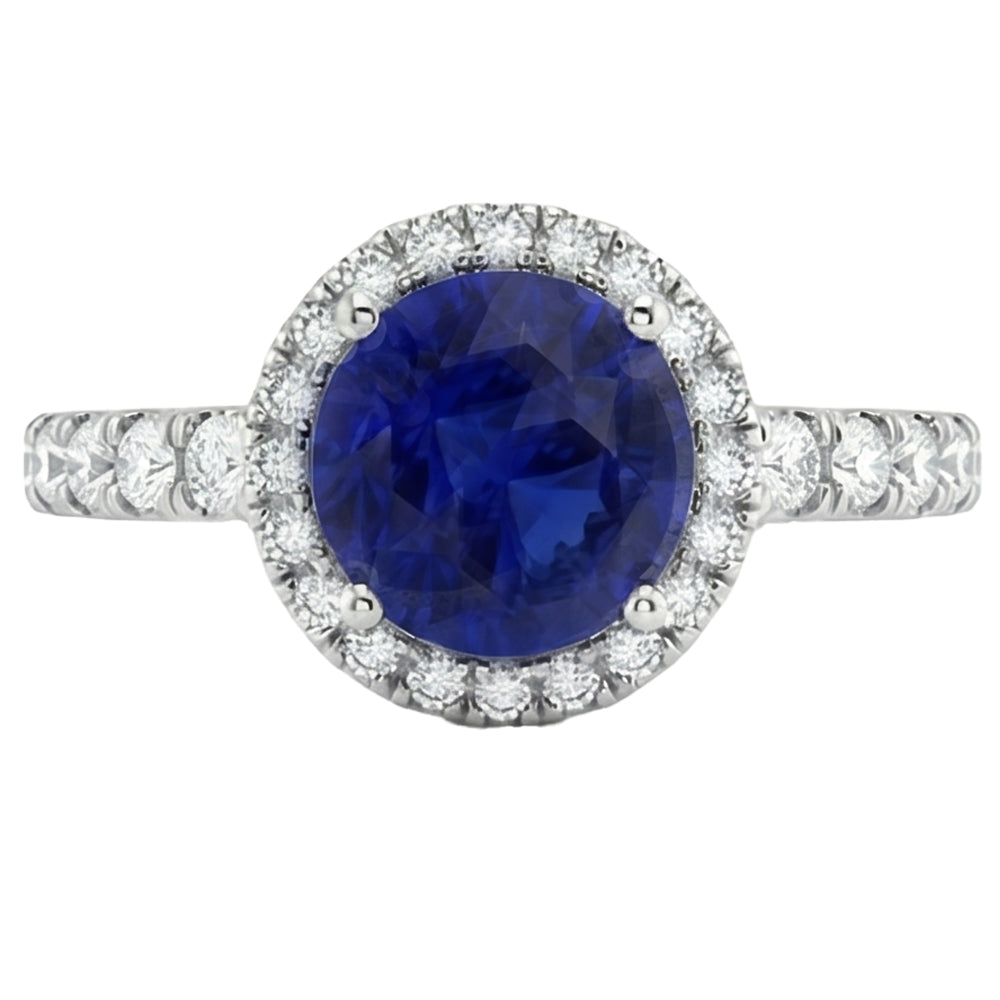 Natural Sapphire Ring 3.50ct - White Gold 14K