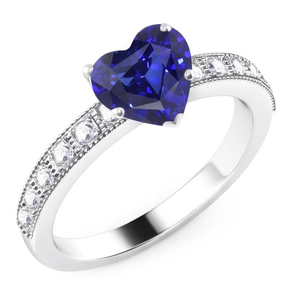 Natural Sapphire Ring 3.50ct - White Gold 14K
