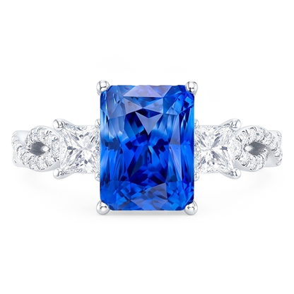 Natural Sapphire Ring 3.50ct - White Gold 14K