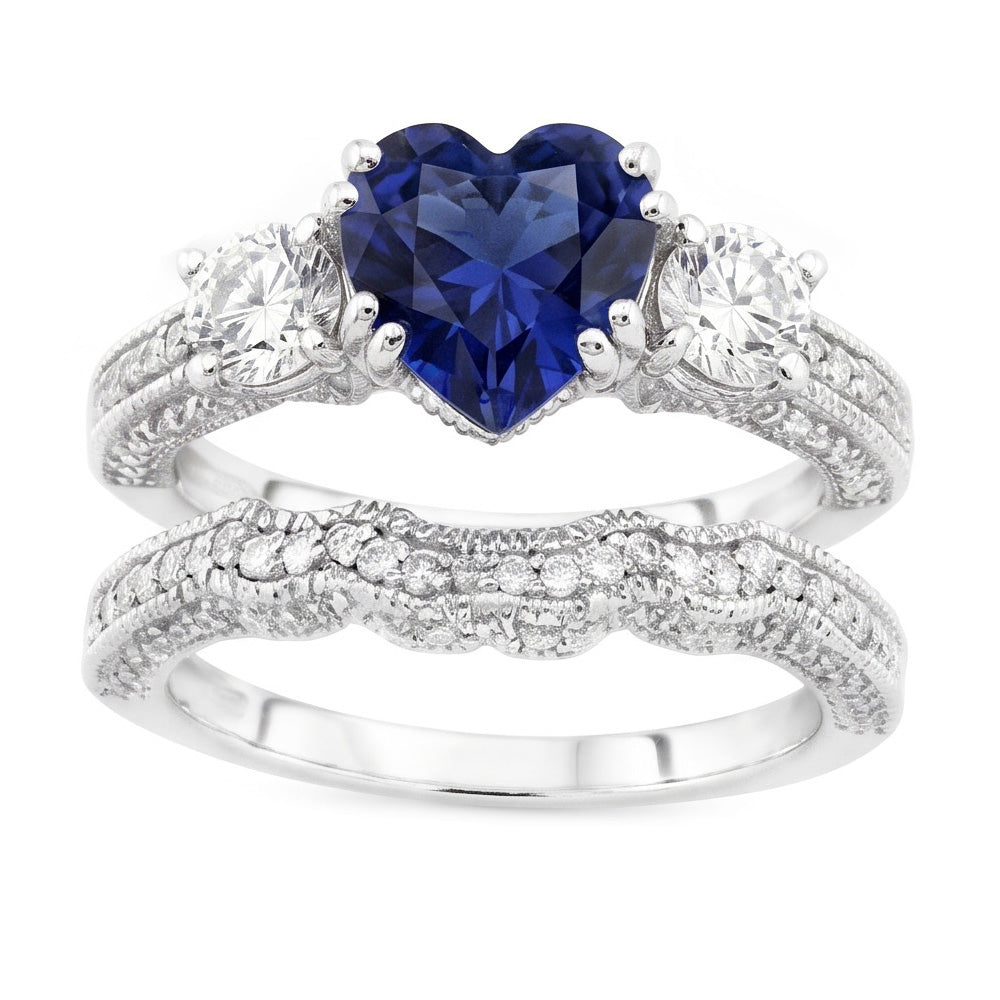 Natural Sapphire Ring 3.50ct - White Gold 14K