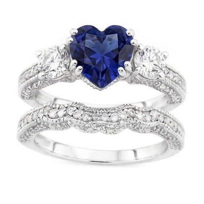 Natural Sapphire Ring 3.50ct - White Gold 14K