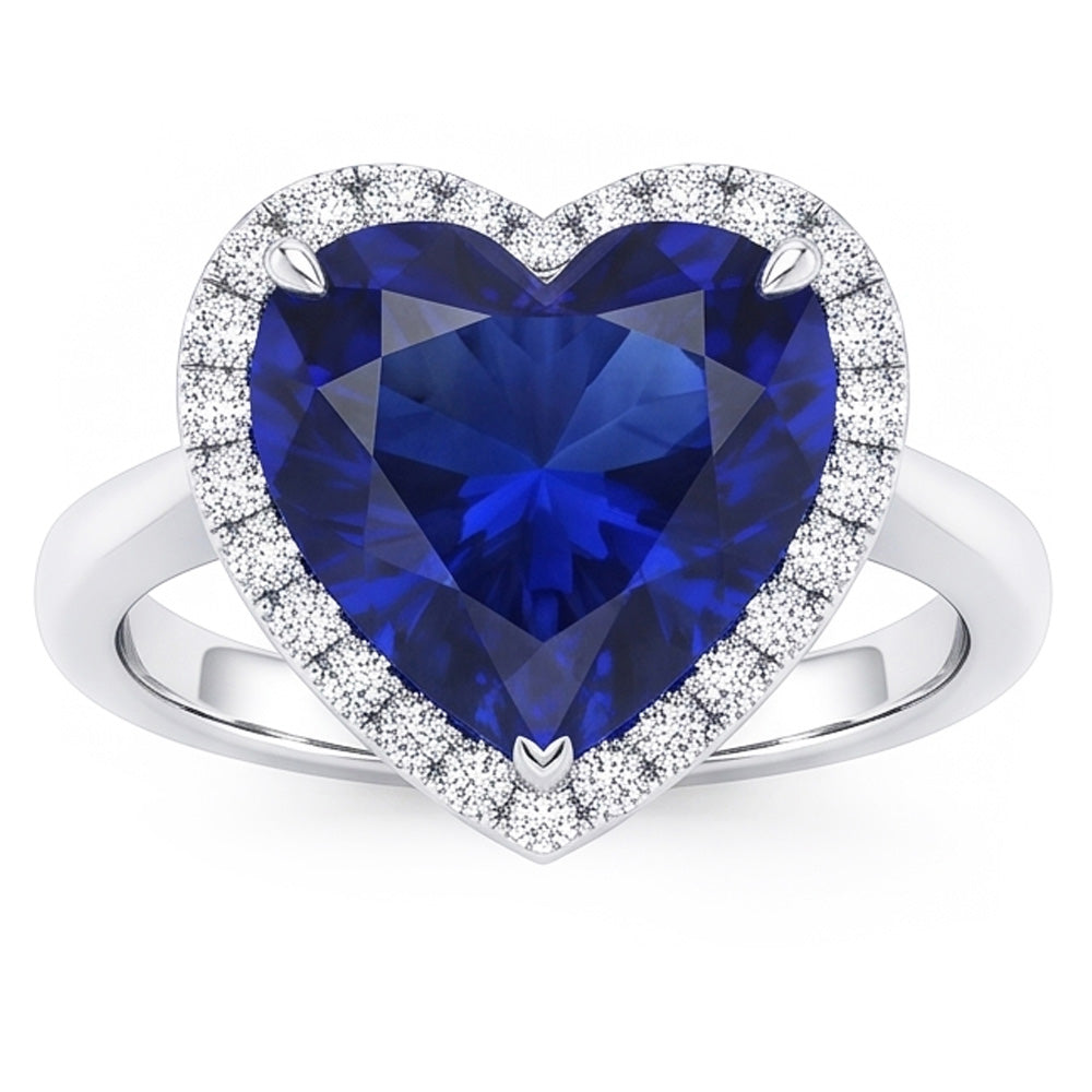 Natural Sapphire Ring 3.50ct - White Gold 14K