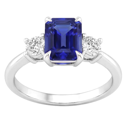 Natural Sapphire Ring 3.50ct - White Gold 14K