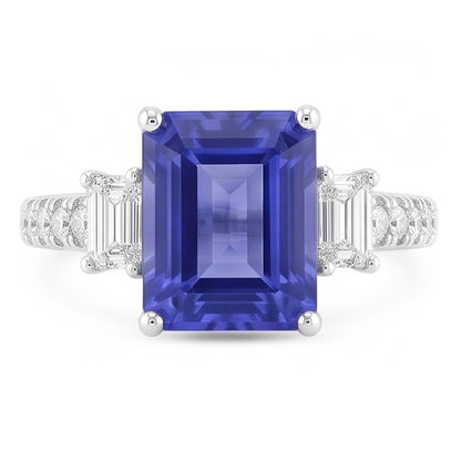 Natural Sapphire Ring 3.50ct - White Gold 14K