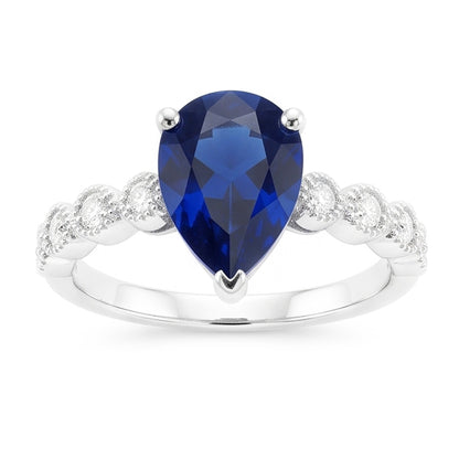 Natural Sapphire Ring 3.50ct - White Gold 14K