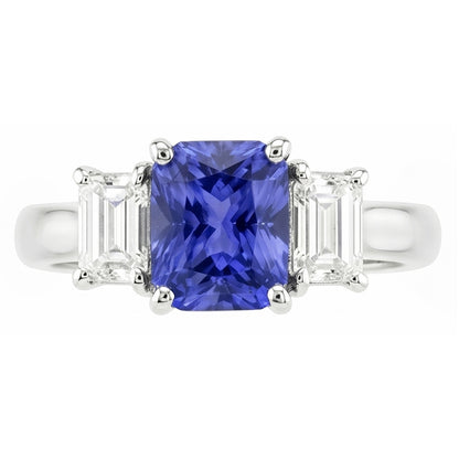 Natural Sapphire Ring 3.50ct - White Gold 14K