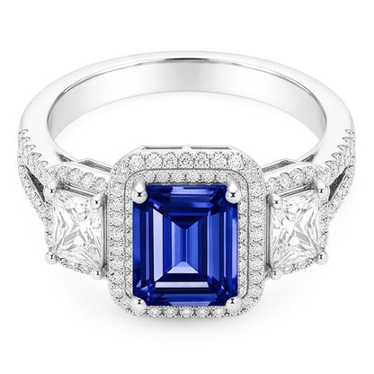Natural Sapphire Ring 3.50ct - White Gold 14K