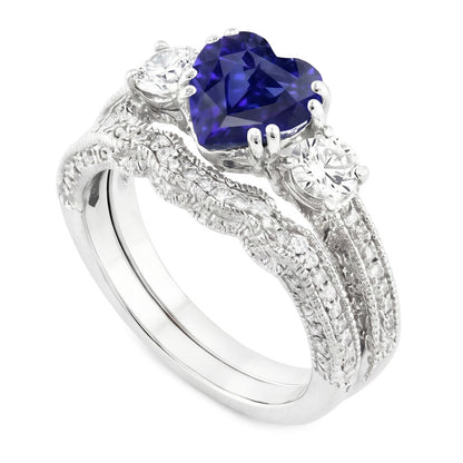 Natural Sapphire Ring 3.50ct - White Gold 14K