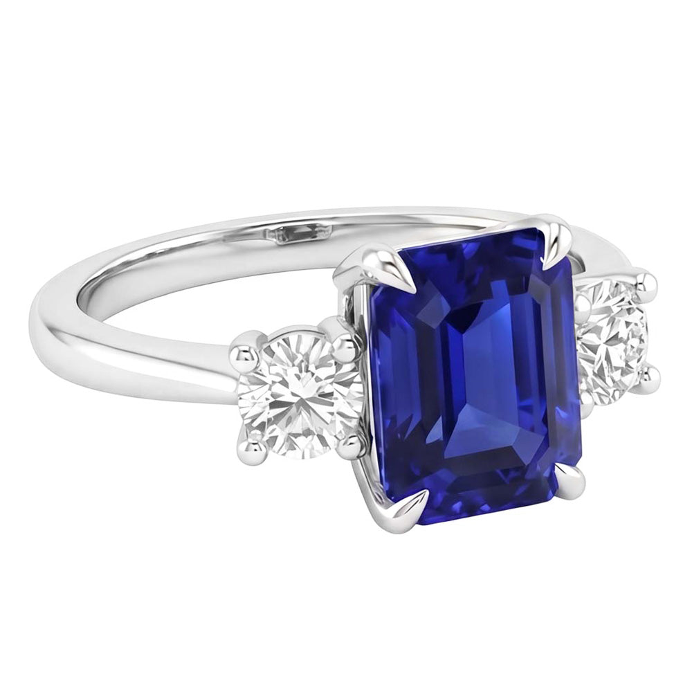 Natural Sapphire Ring 3.50ct - White Gold 14K