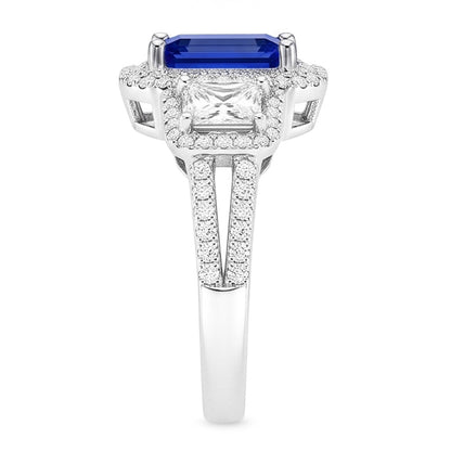 Natural Sapphire Ring 3.50ct - White Gold 14K