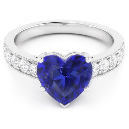 Natural Sapphire Ring 3.50ct - White Gold 14K