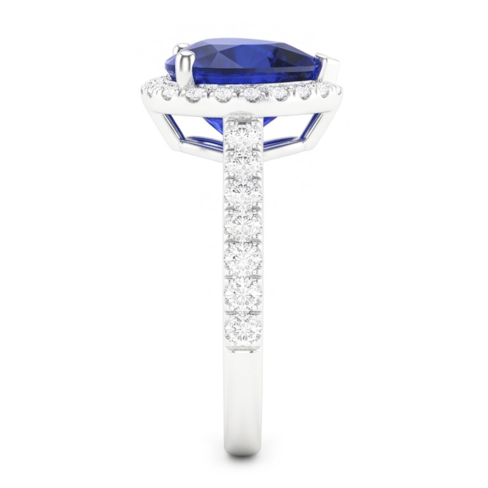 Natural Sapphire Ring 3.50ct - White Gold 14K