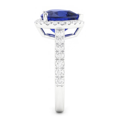 Natural Sapphire Ring 3.50ct - White Gold 14K