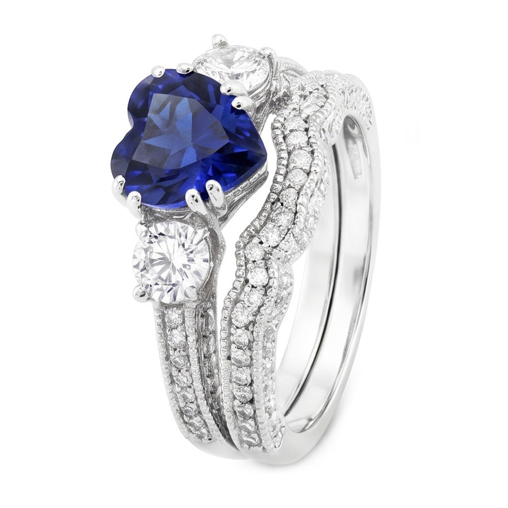 Natural Sapphire Ring 3.50ct - White Gold 14K