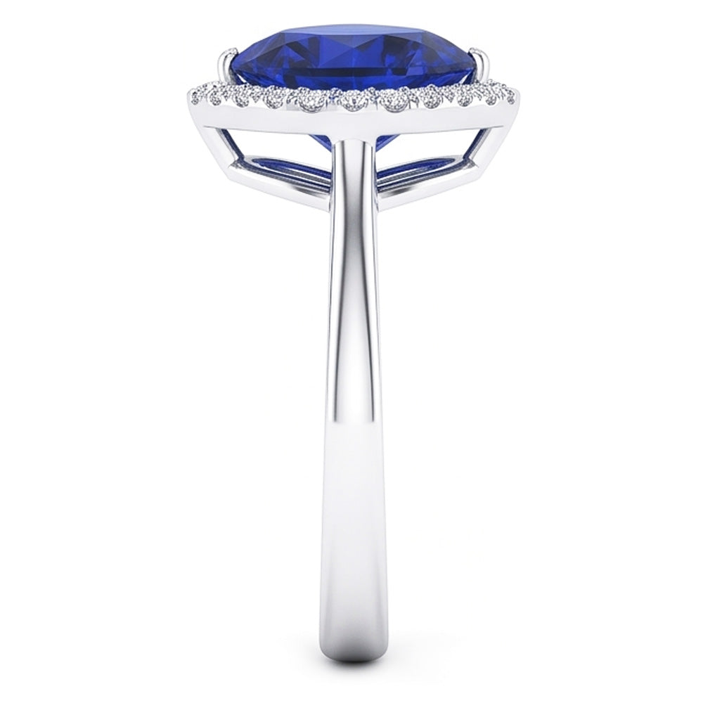 Natural Sapphire Ring 3.50ct - White Gold 14K