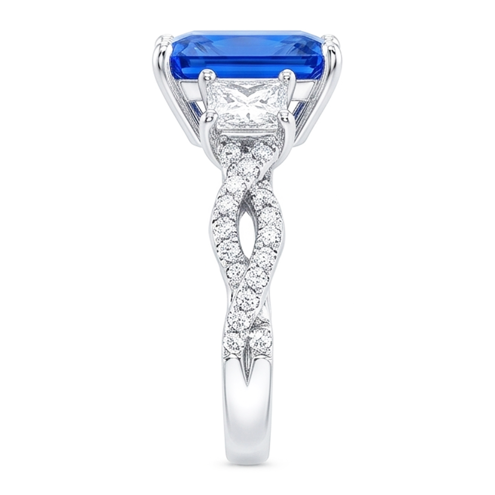 Natural Sapphire Ring 3.50ct - White Gold 14K