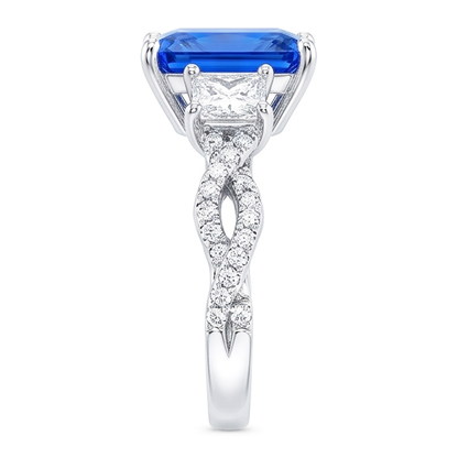 Natural Sapphire Ring 3.50ct - White Gold 14K