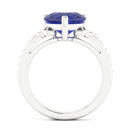 Natural Sapphire Ring 3.50ct - White Gold 14K