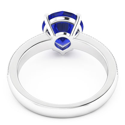 Natural Sapphire Ring 3.50ct - White Gold 14K