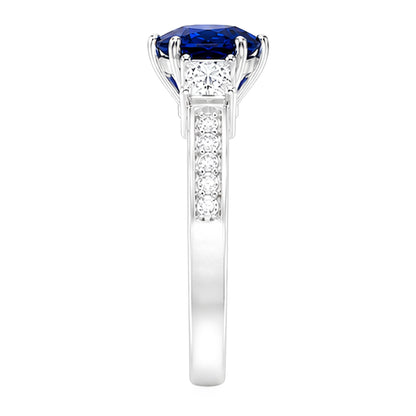 Natural Sapphire Ring 3.50ct - White Gold 14K