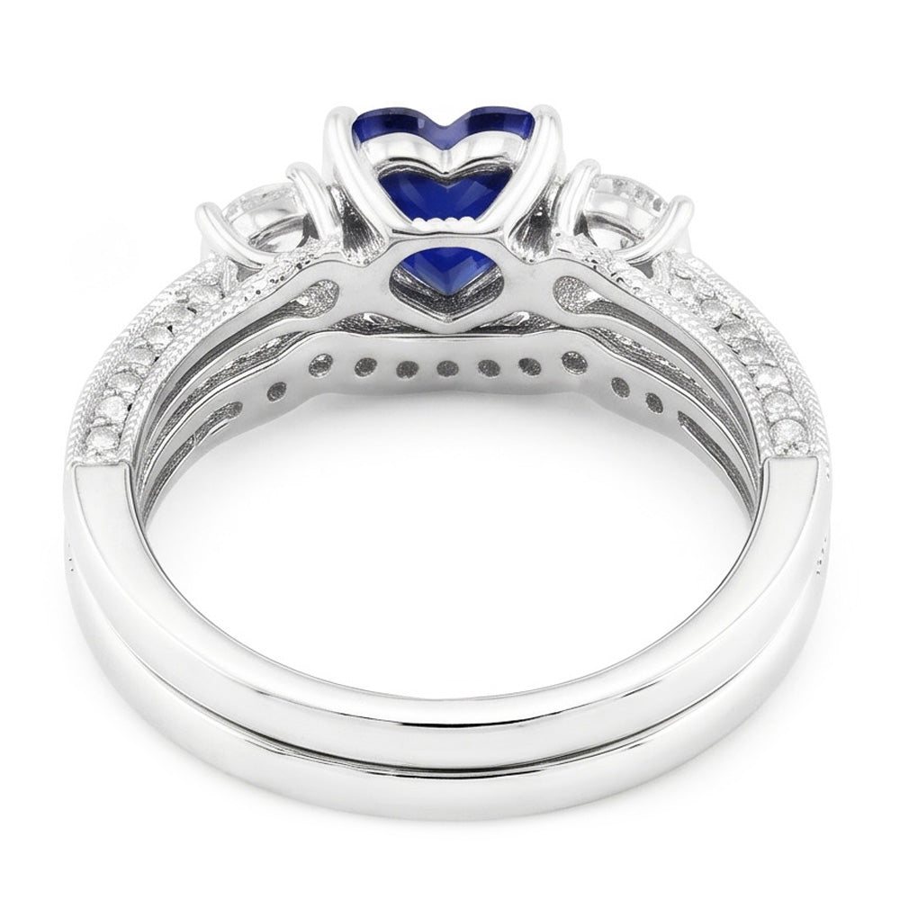 Natural Sapphire Ring 3.50ct - White Gold 14K