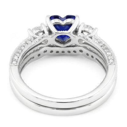 Natural Sapphire Ring 3.50ct - White Gold 14K