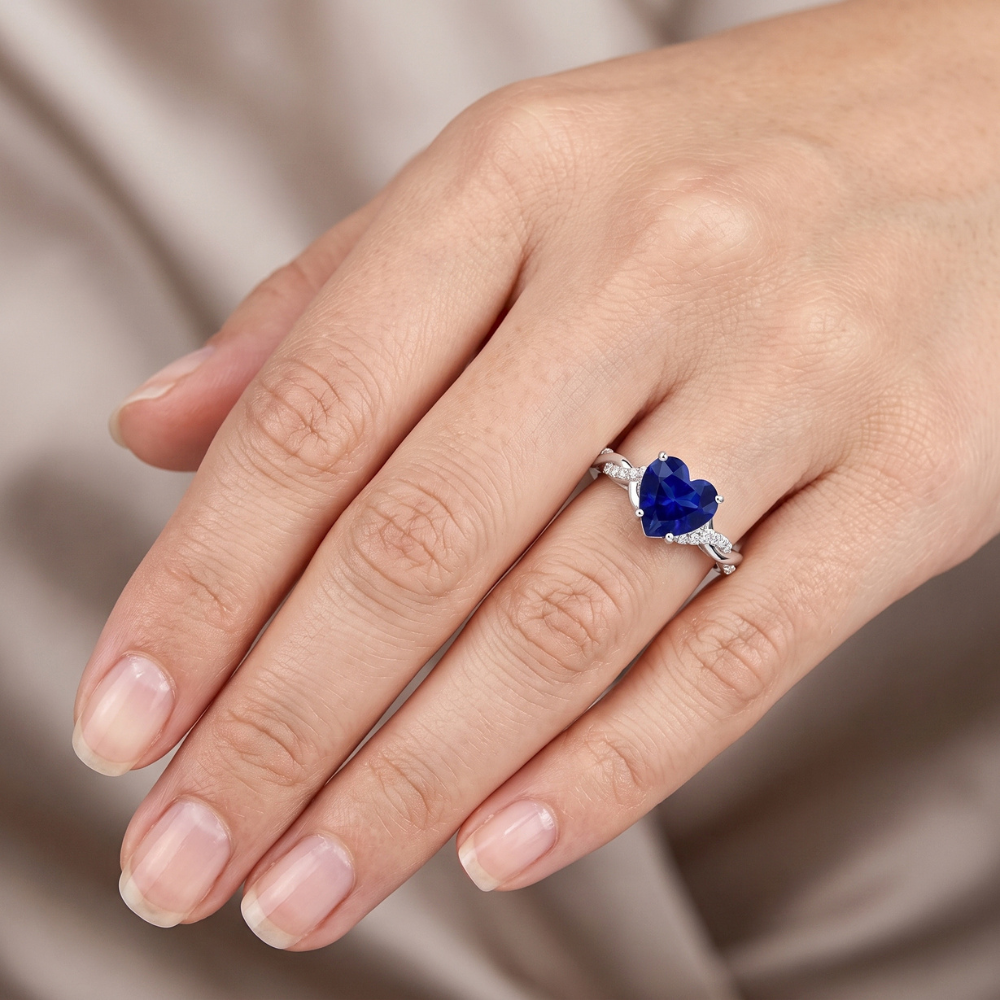 Natural Sapphire Ring 3.50ct - White Gold 14K