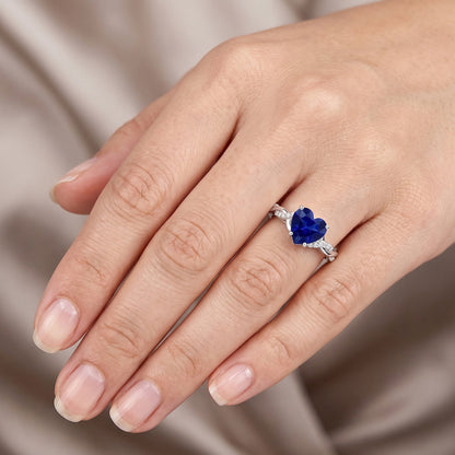 Natural Sapphire Ring 3.50ct - White Gold 14K