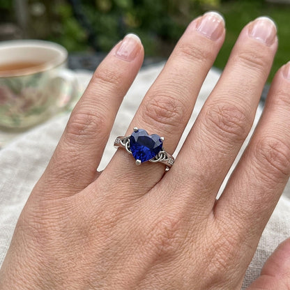 Natural Sapphire Ring 3.50ct - White Gold 14K
