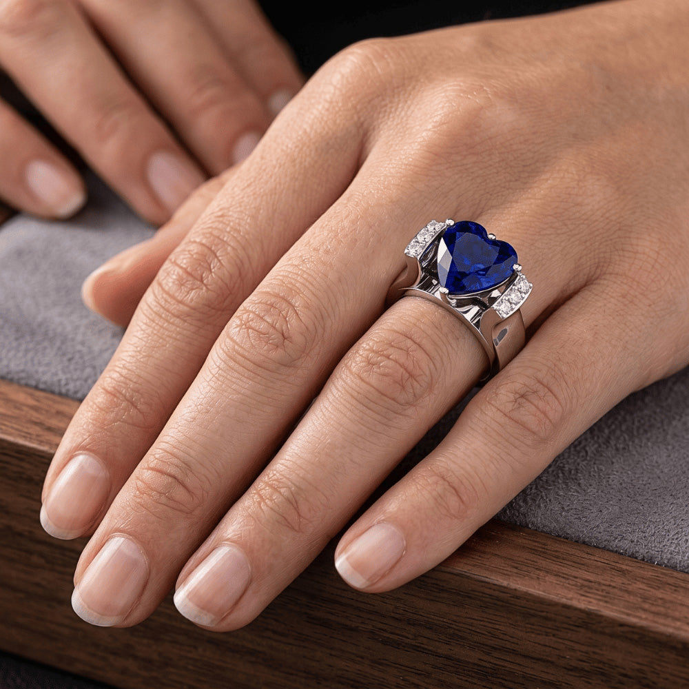 Natural Sapphire Ring 3.50ct - White Gold 14K