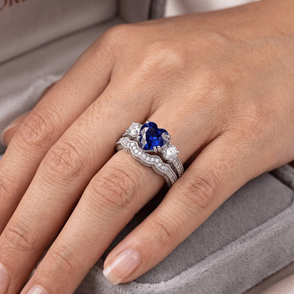 Natural Sapphire Ring 3.50ct - White Gold 14K