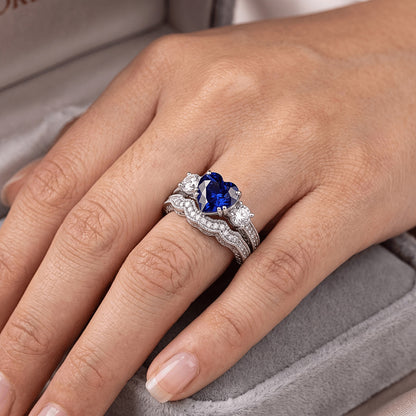 Natural Sapphire Ring 3.50ct - White Gold 14K