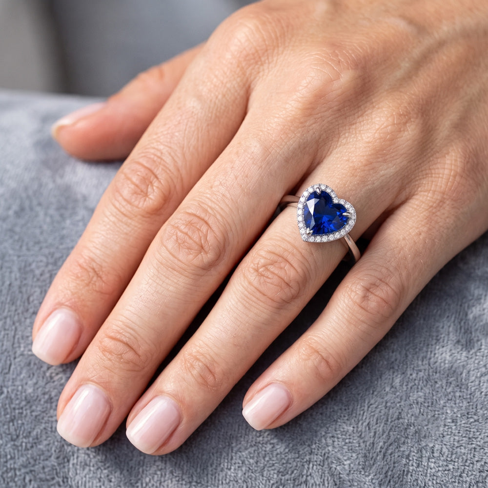Natural Sapphire Ring 3.50ct - White Gold 14K