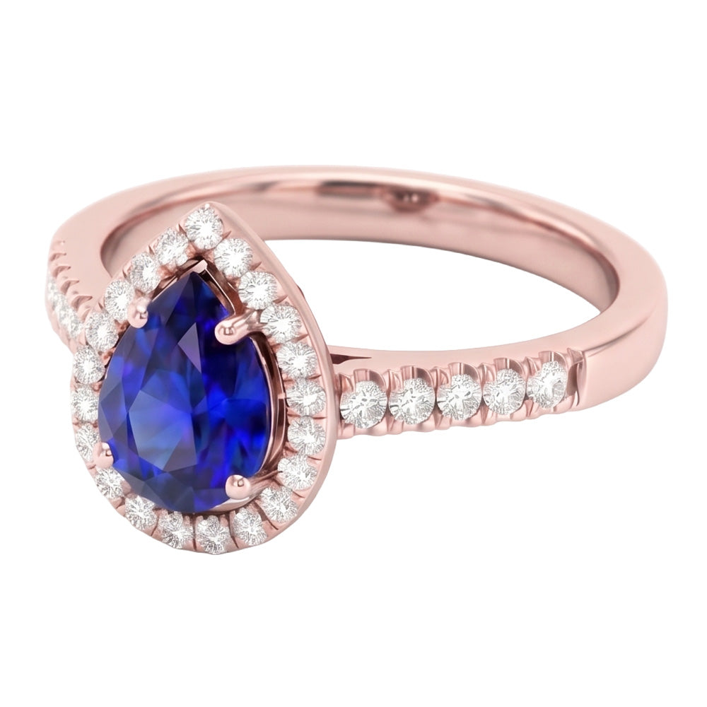 Natural Sapphire Ring 3ct - Rose Gold 14K