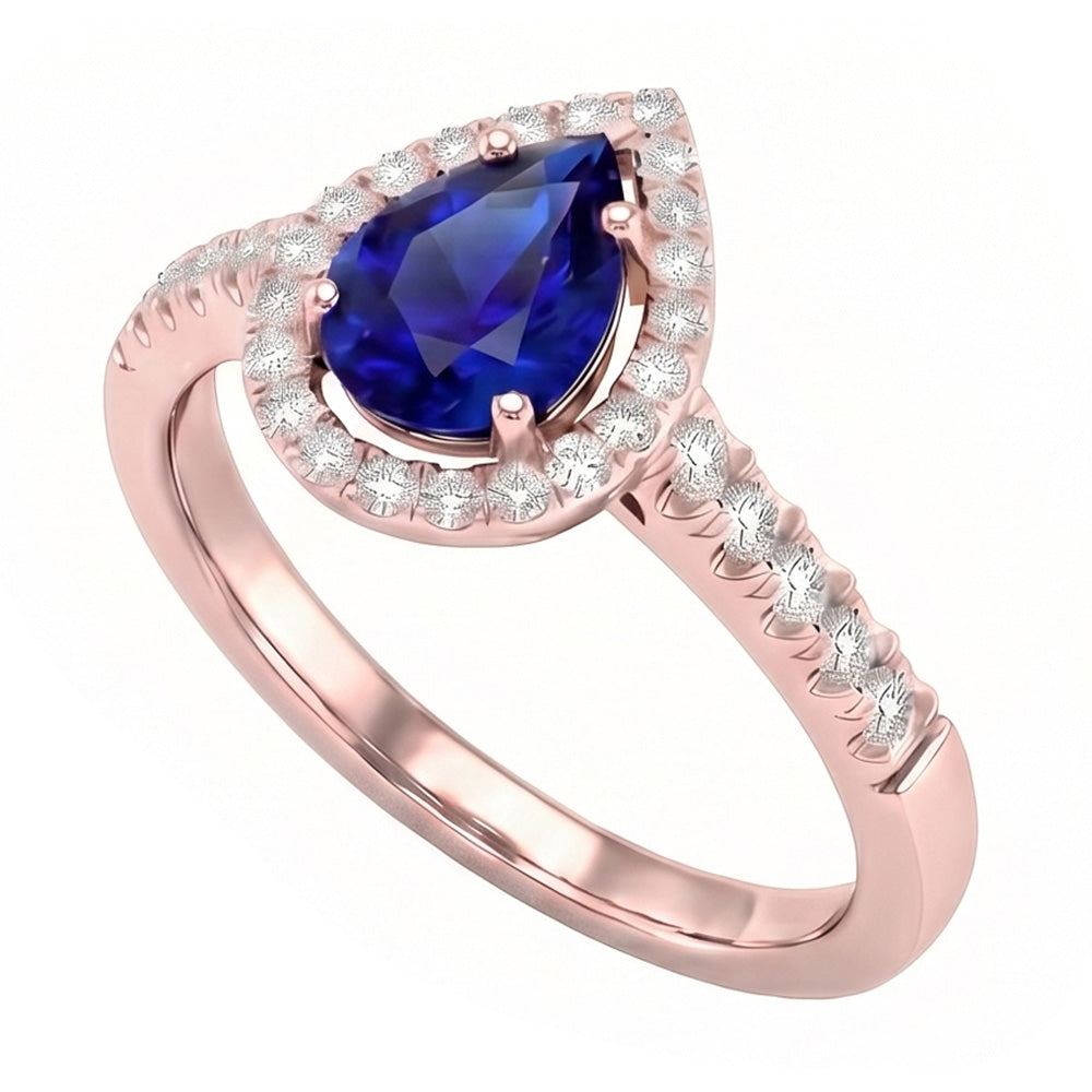 Natural Sapphire Ring 3ct - Rose Gold 14K
