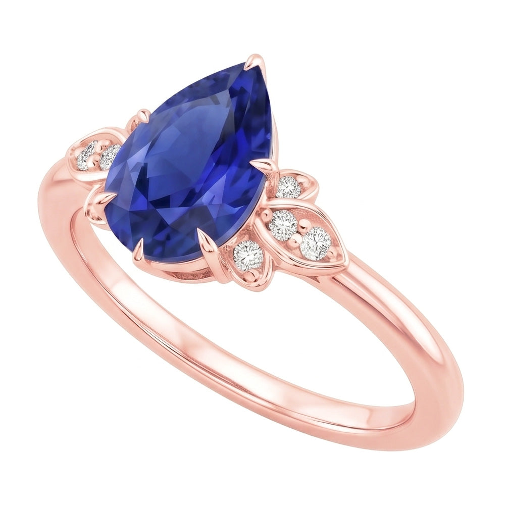 Natural Sapphire Ring 3ct - Rose Gold 14K