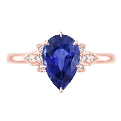 Natural Sapphire Ring 3ct - Rose Gold 14K