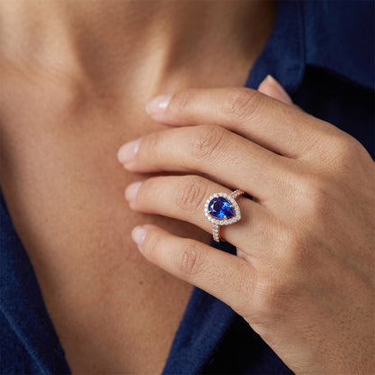Natural Sapphire Ring 3ct - Rose Gold 14K
