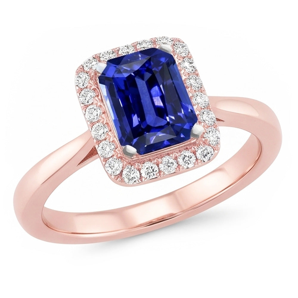 Natural Sapphire Ring 3ct - Two Tone 14K Gold