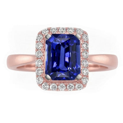 Natural Sapphire Ring 3ct - Two Tone 14K Gold