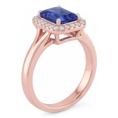 Natural Sapphire Ring 3ct - Two Tone 14K Gold