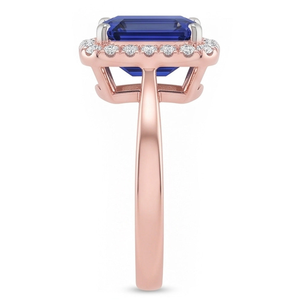 Natural Sapphire Ring 3ct - Two Tone 14K Gold