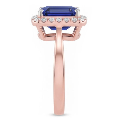 Natural Sapphire Ring 3ct - Two Tone 14K Gold